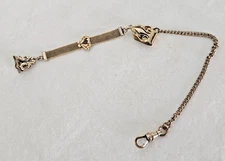 VICTORIAN ERA FANCY MESH GOLD PLATED WATCH FOB & CHAIN