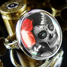 Flower Girl Sugar Skull Handmade Day of the Dead Silver Ring
