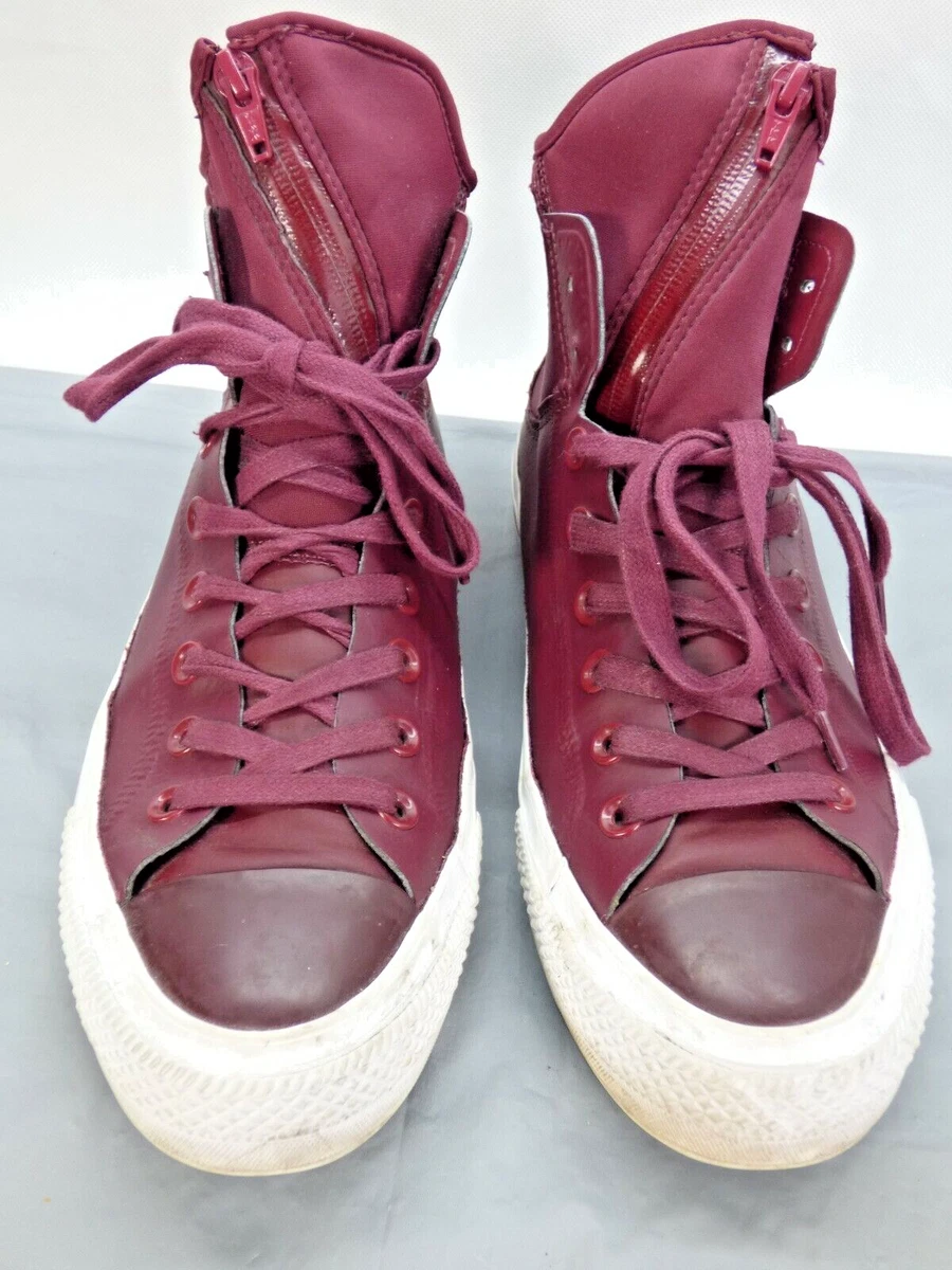 Burgundy leather best sale converse high tops