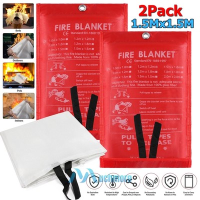 2X FIRE BLANKET Fiberglass Emergency Home Car Retardant Prepared XXL 59''x59''