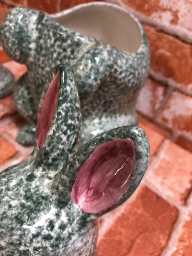 LAURIE GATES RABBIT BUNNY 13" COOKIE JAR & RARE CANDLESTICKS LOS ANGELES POTTERY - Picture 16 of 21