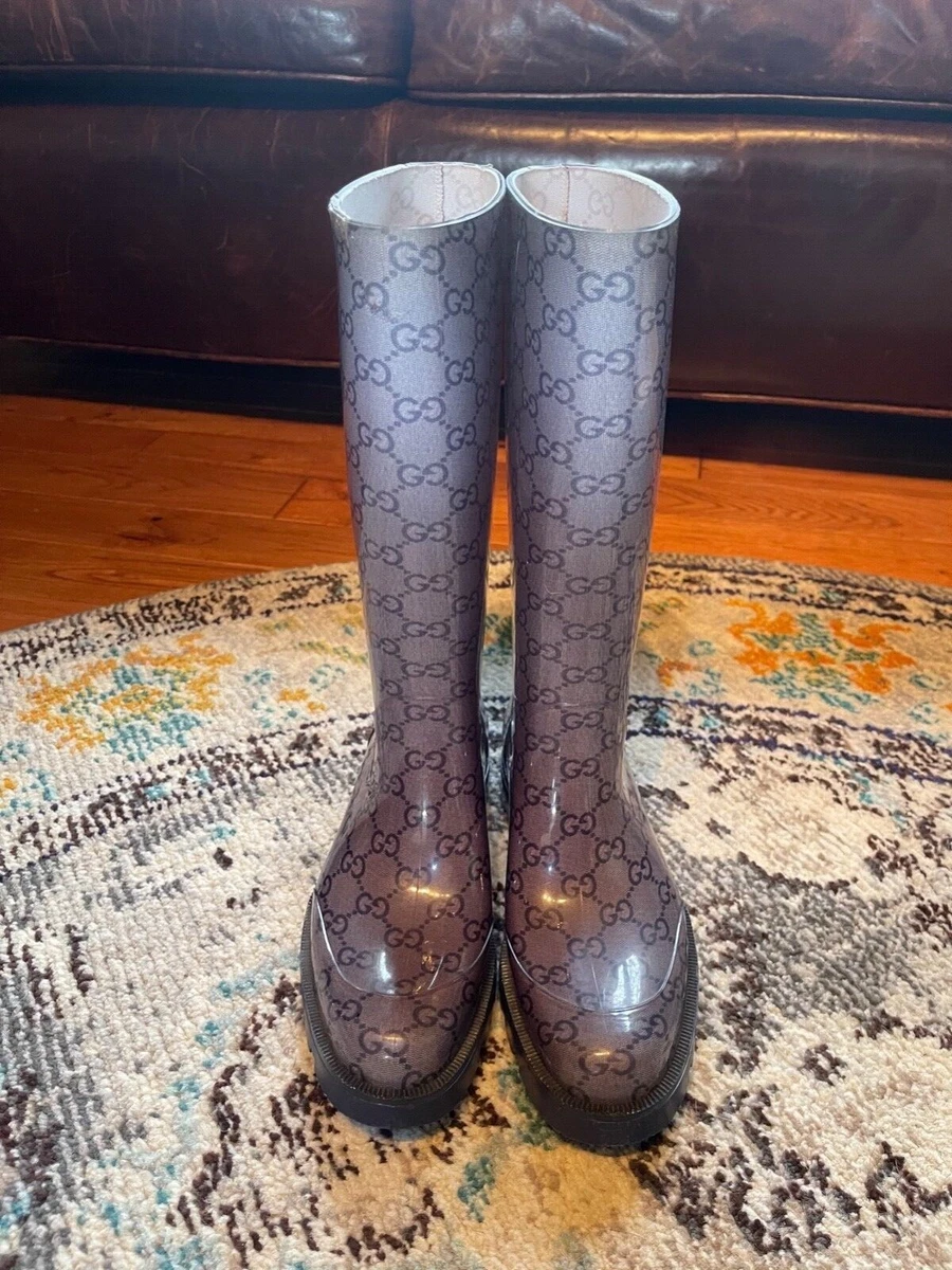 Gucci Guccissima GG Rain Boots Blue Size 36