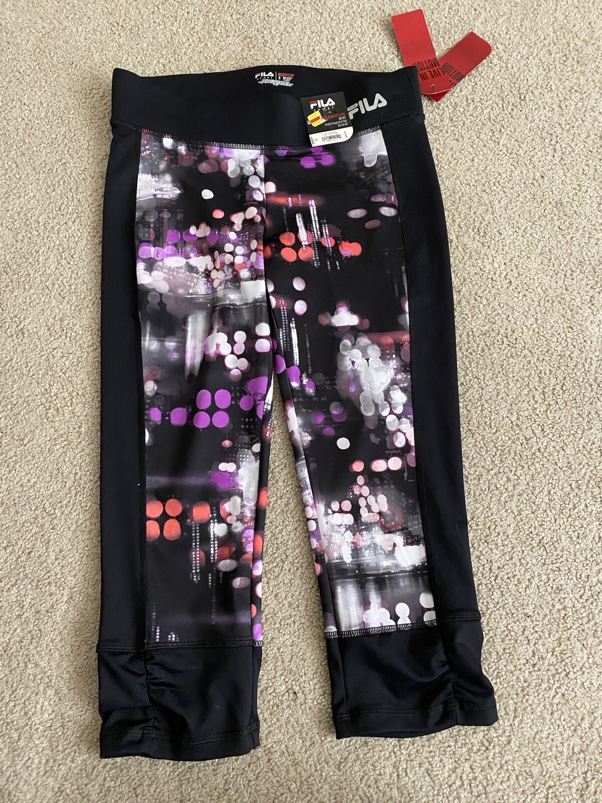 Leggings donna Fila SMALL nero multicolore city lights capri nuovi con etichette 40€