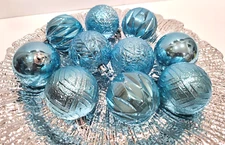 (10) Christmas Coastal turquoise Blue Plastic Tree Ornaments Decor 2.5"