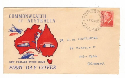 Australia 1950 2 1/2d GeoV! on FDC,cds BRISBANE Qld