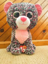 16" Tasha cat. Pink, Grey, Spotted. Used. Detached Tag.