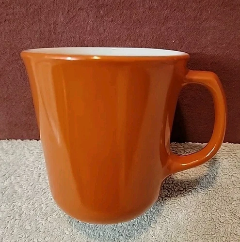 Vintage - 3½" Corning Corelle Coffee Tea Mug Burnt Orange Rusty Color Glass
