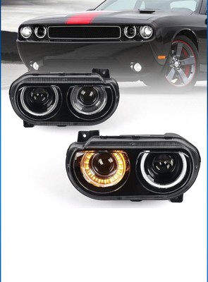 For 2008-2014 Dodge Challenger LED Headlights LED DRL Sequential Assembly A Pair