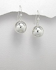 Solid Sterling Silver 16mm Ball Dangle Earrings Classic 1.25" Long 6.4g 