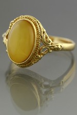 Egg Yolk Genuine BALTIC AMBER Gold Plated Silver Ring 7.75 181213-20