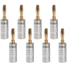8 pcs Audio Screw Banana Plug 24K Gold Plated Speaker Wire Jack Connector