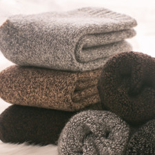 Men 95 Merino Wool Crew Warm Thermal Thicken Cozy Heavy Design Boot Socks 5Pack