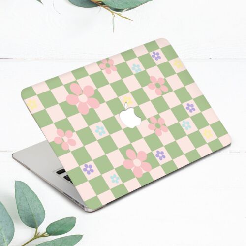 Estuche rígido estético verde a cuadros flores para Macbook Pro 13 14 15 16 Air 13 - Imagen 2 de 3