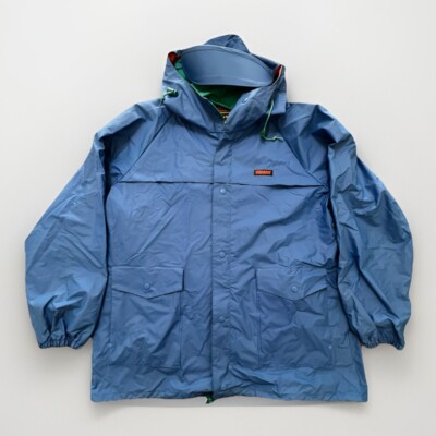 Stearns Dry Wear Rain Jacket Men's Size XL Blue Hooded Visor Nylon Pockets 