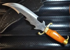 Chipaway Cutlery Hunting Knife 15" Wood Handle w Brass Pommel & Leather Sheath 