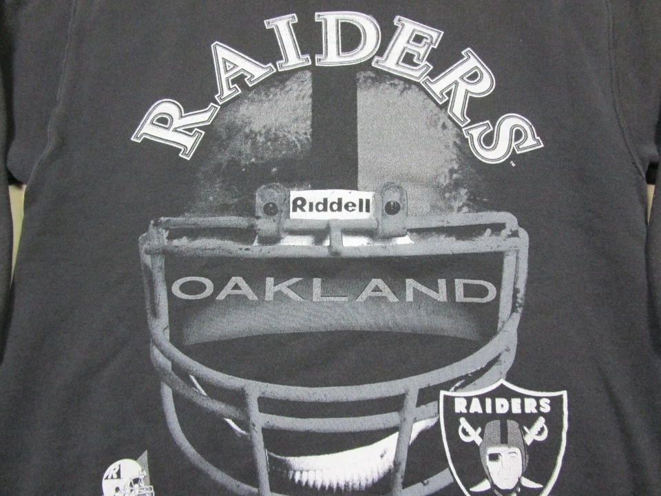 Sudadera De Colección Oakland Raiders Para Hombres (L) Negra Cuello Redondo Riddell Casco Grande Foto 4 de 4