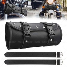 Motorcycle PU Leather Handlebar Front Side Saddle Tool Bag Waterproof Roll Pouch