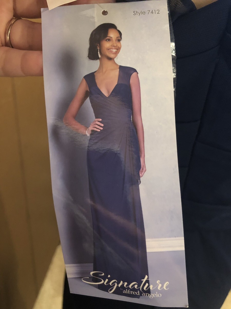 NWT Alfred Angelo Formal Navy Blue Bridesmaid Prom Dress Size 8 Retail $189  | eBay