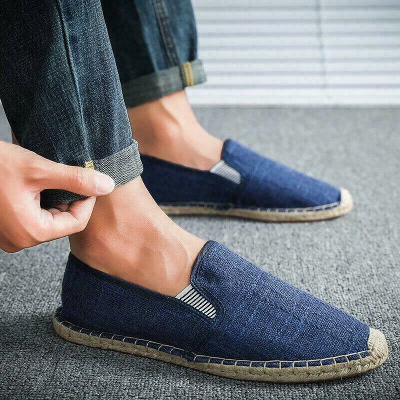 Men Slip On Lightweight Espadrille Design Espadrilles, Vacation Outdoor  Linen Loafers