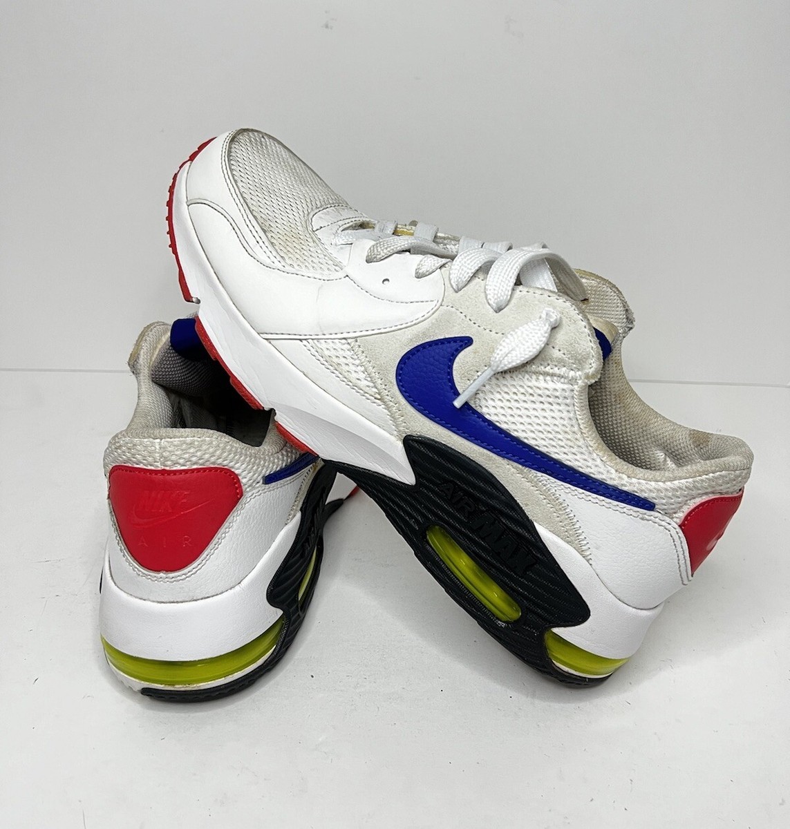NIKE AIR MAX Excee Hyper Blue CD4165-101 Mens Shoes Size White/Red/Blue  EUC