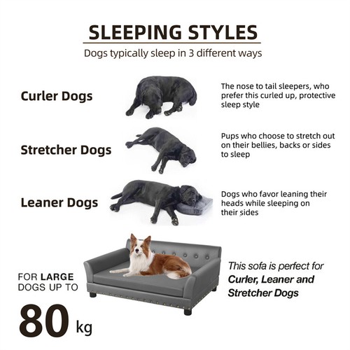 Sofá para mascotas alfombrilla para perros sofá para perros cama para perros sofá para perros de cuero gris L/XL resistente a arañazos - Imagen 12 de 15