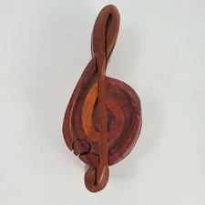 Wooden Puzzle Box- Music Treble G Clef- Handcrafted Solid Wood Ring Box