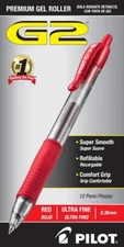 Pilot G2 Premium Retractable Gel Ink Pen Red Ink Ultra Fine Dozen 31279