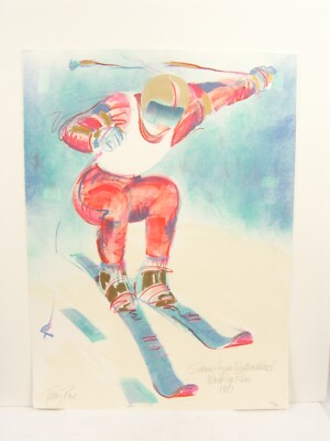 Terry Rose- Aspen World Cup Ski Race 1987 Original Lithograph Print Signed 21/50