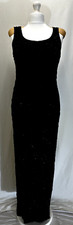 Women's Dress UK 12 Black Polyester Long Sleeveless Rear Zip Sequins Full Lining
