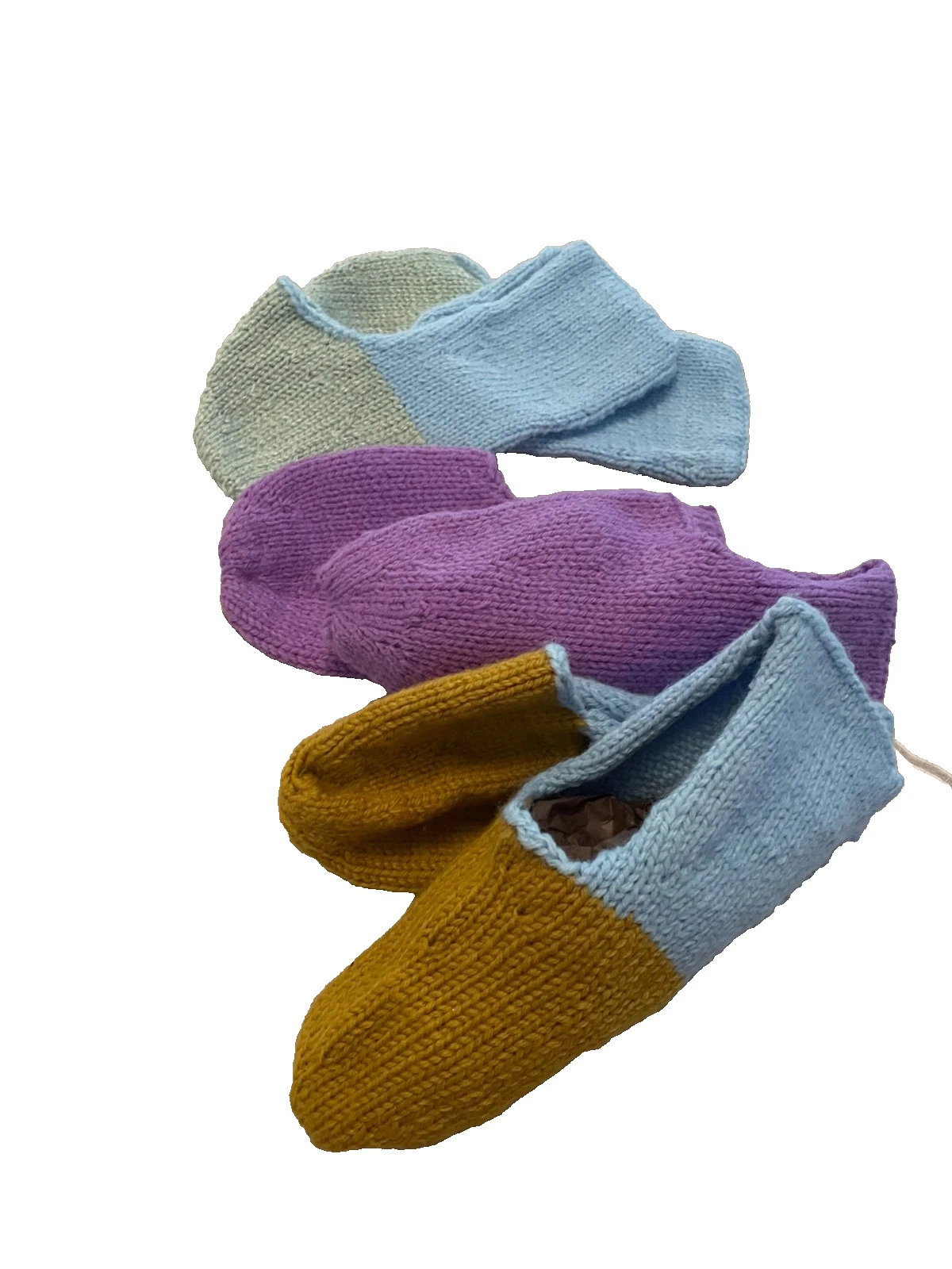Set Of 3 Hand Knitted Fairtrade Wool Socks House Bed Slipper Warmer