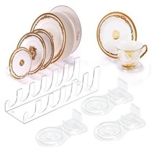 6 Pcs Acrylic Dinnerware Display Stand 2 Pcs 6 Tiers Plate Display Stand Clear