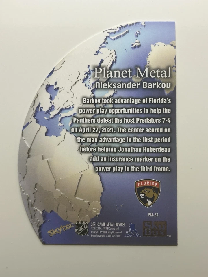 2021-22 SkyBox Metal Universe Planet Metal Aleksander Barkov #PM23 - Image 2 of 4