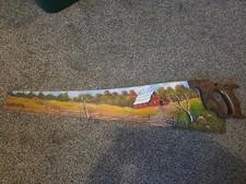 Gorgeous Hand Painted Antique/Vintage Handsaw. Country rustic Barn Farm Scenery