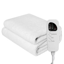 71 x 31 Inch White Massage Bed Warmer Heating Pad with 5 Heat Settings Machine