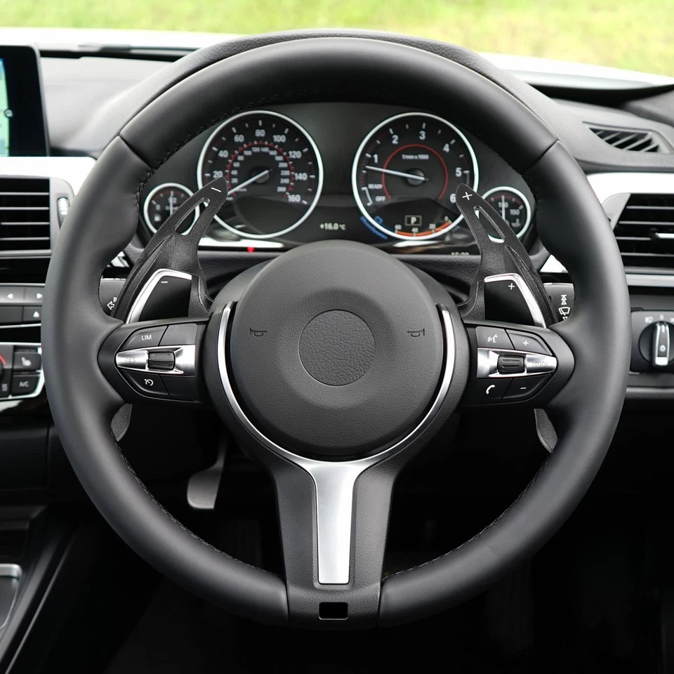 Par de cubiertas de extensión de palanca de cambios de volante negras para BMW 435i 220i Foto 2 de 4