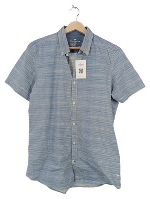 Tom Tailor Kurzarmhemd Herren Gr. M Blau Gestreift Fitted Baumwolle
