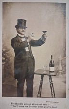 1900s CHAMPAGNE RPPC Humorous ENGLISHMAN Top Hat BAMFORTH