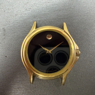 Movado Museum Watch Men 35mm Black Dial Gold Tone Round 87-E4-0863 Round PARTS