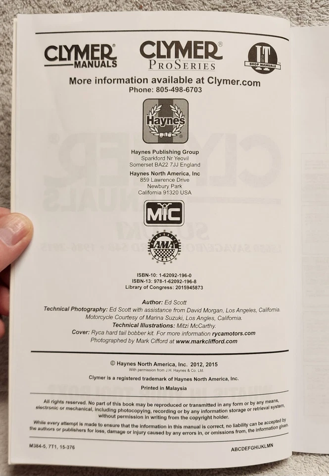 Manual de reparación de taller de servicio Clymer M384-5 Suzuki LS650 Savage Boulevard S40 86-15 Foto 4 de 4