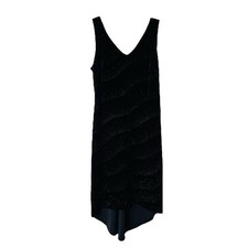 Vintage black velvet glitter sparkle striped stretchy evening wedding dress 8