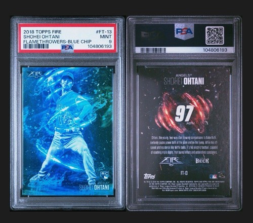 2018 TOPPS FIRE LANCIAFIAMME BLUE CHIP #FT-13 SHOHEI OHTANI ROOKIE RC PSA 9 - Foto 3 di 3