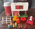 Fisher Price 1986 Little People Play Family Farm Set Vintage Barn "MOO" Cow Dog