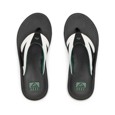 Reef Fanning + Tongs Pour Hommes Blanc/Noir/Vert NEUF - Photo 1/3