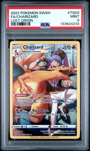 2022 POKEMON SWORD & SHIELD LOST ORIGIN #TG03 FULL ART/CHARIZARD PSA 9