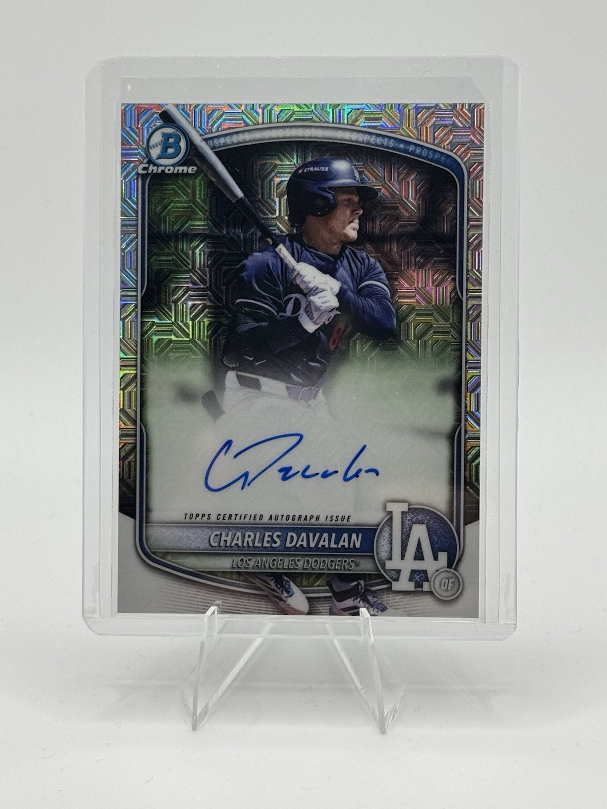 2025 Bowman Draft Charles Davalan Chrome Auto #BMA-CD Mojo Refractor Dodgers