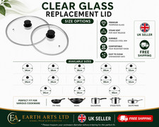 Clear Glass Pan Lid with Knob Replacement Pot Wok Saucepan Cover 14-40cm