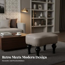 Round Tufted Ottoman Multi-Functional Small Stool space-efficient Size for