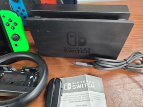 Nintendo Switch HAC-001 32GB Console Bundle w/ Joy Cons + Box + Accessories