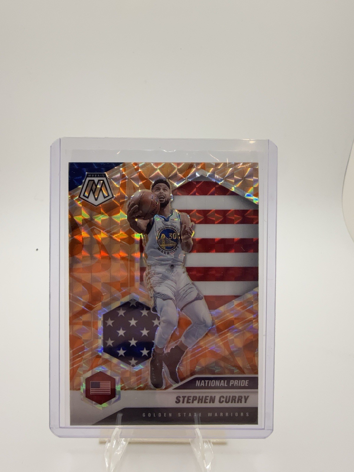 2020-21 Panini Mosaic - National Pride Stephen Curry #249 Reactive Orange Prizm