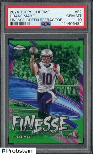 2024 Topps Chrome Finesse Green Refractor Drake Maye RC Rookie 93/99 PSA 10